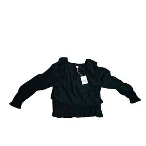 Women's KNOX ROSE Ruffle Long Sleeves Top XXL